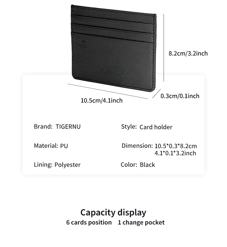 Tigernu Kortholder Med RFID Blokkering T-C001