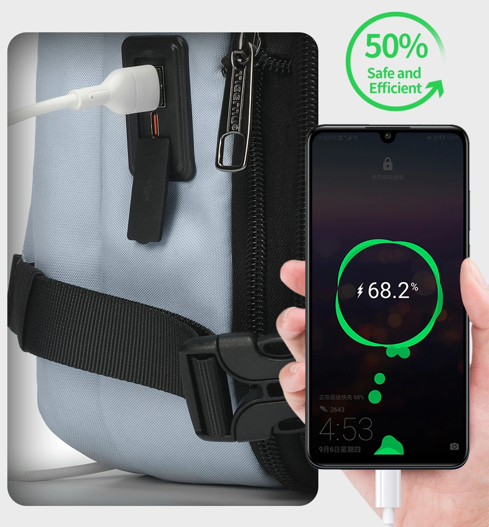 T-B9831 reise-ryggsekk 17 tommer med opplegg for powerbank og USB-lading
