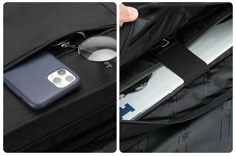 T-S8119 skulderveske messenger bag med praktisk organisering innvendig