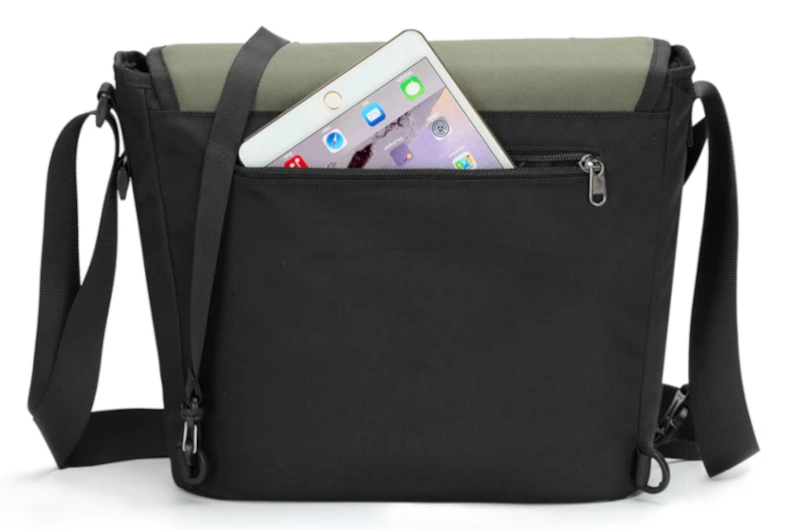 T-S8119 skulderveske messenger bag med skjult sikkerhetslomme på baksiden