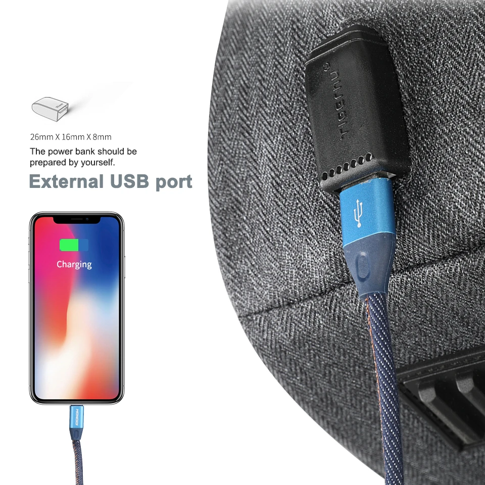 USB-ladeport på Tigernu T-B3385