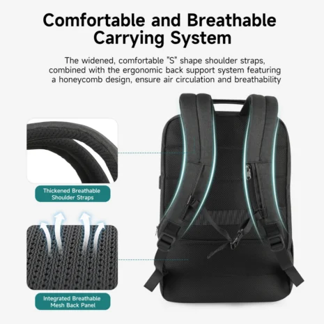 Tigernu T-B3905 ergonomisk ryggpanel Polstret ergonomisk ryggpanel og skulderstropper på Tigernu T-B3905